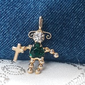 Simulated Emerald Birthstone Pendant/Charm